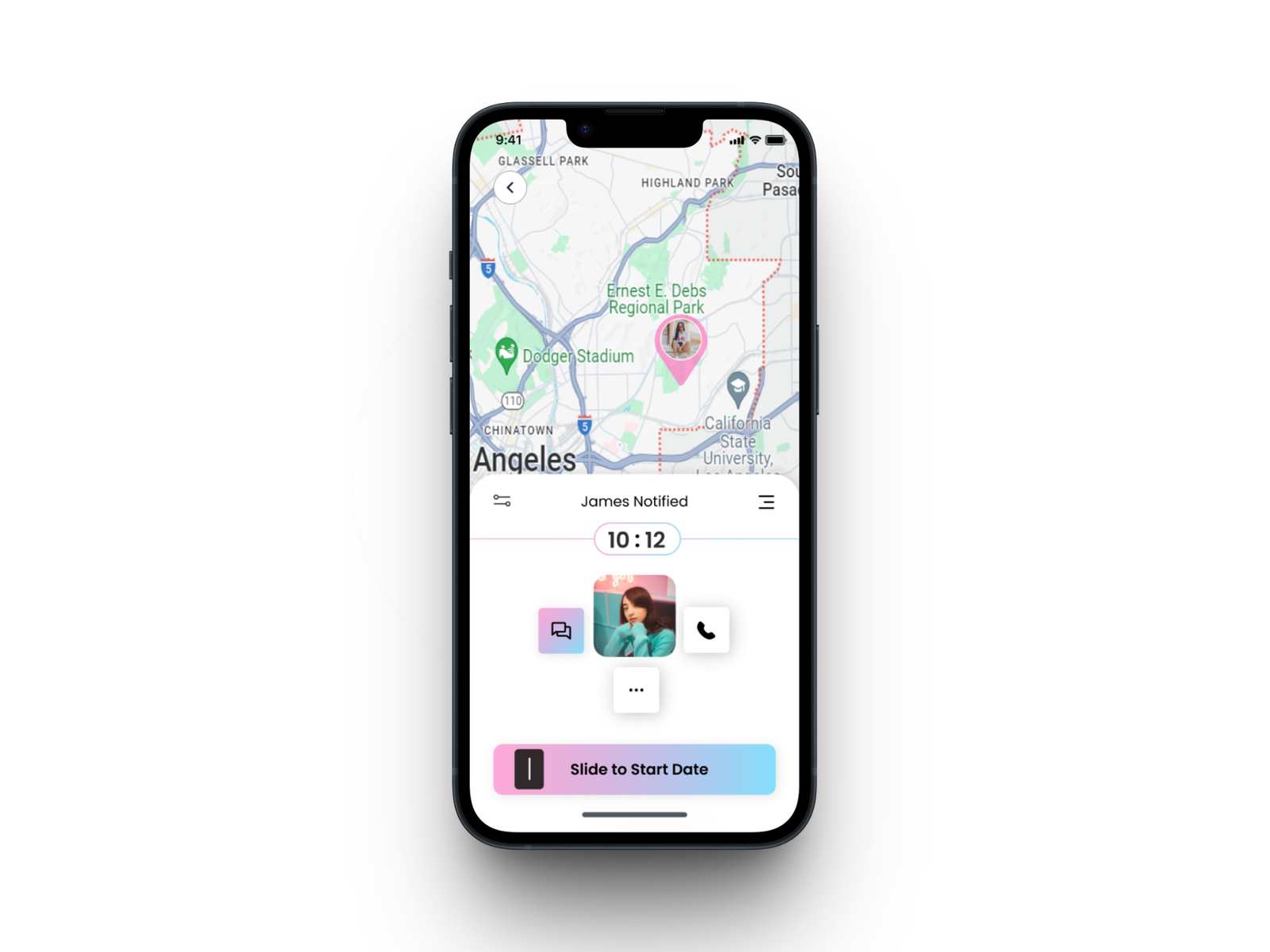 Mobile app mockup showing the UwU dating app interface